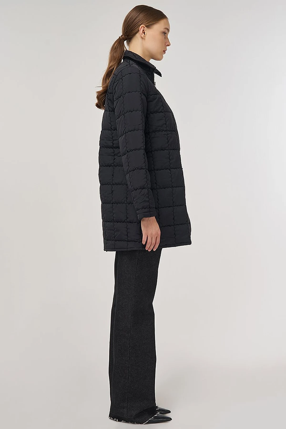 Rib-Stitched Short Anorak Jacket Black