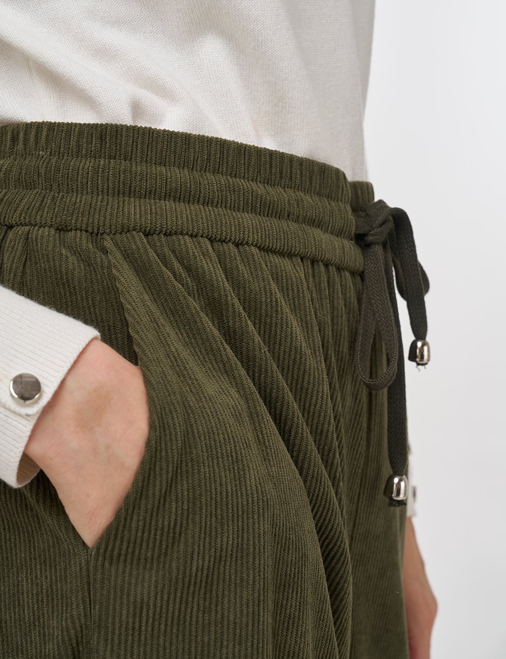 Relaxed-Fit Velvet Pants Khaki