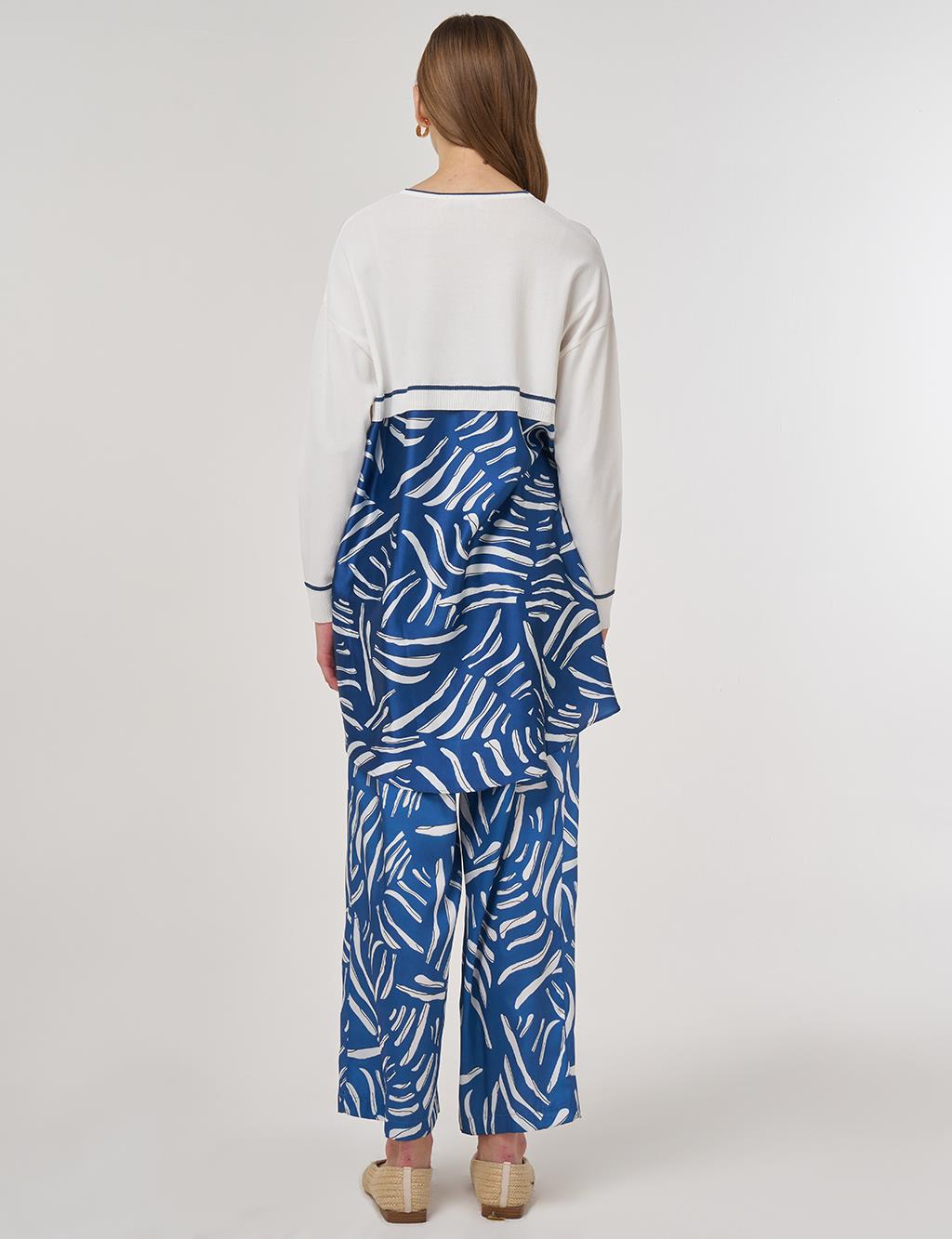 Abstract Pattern Knit Set Navy Blue