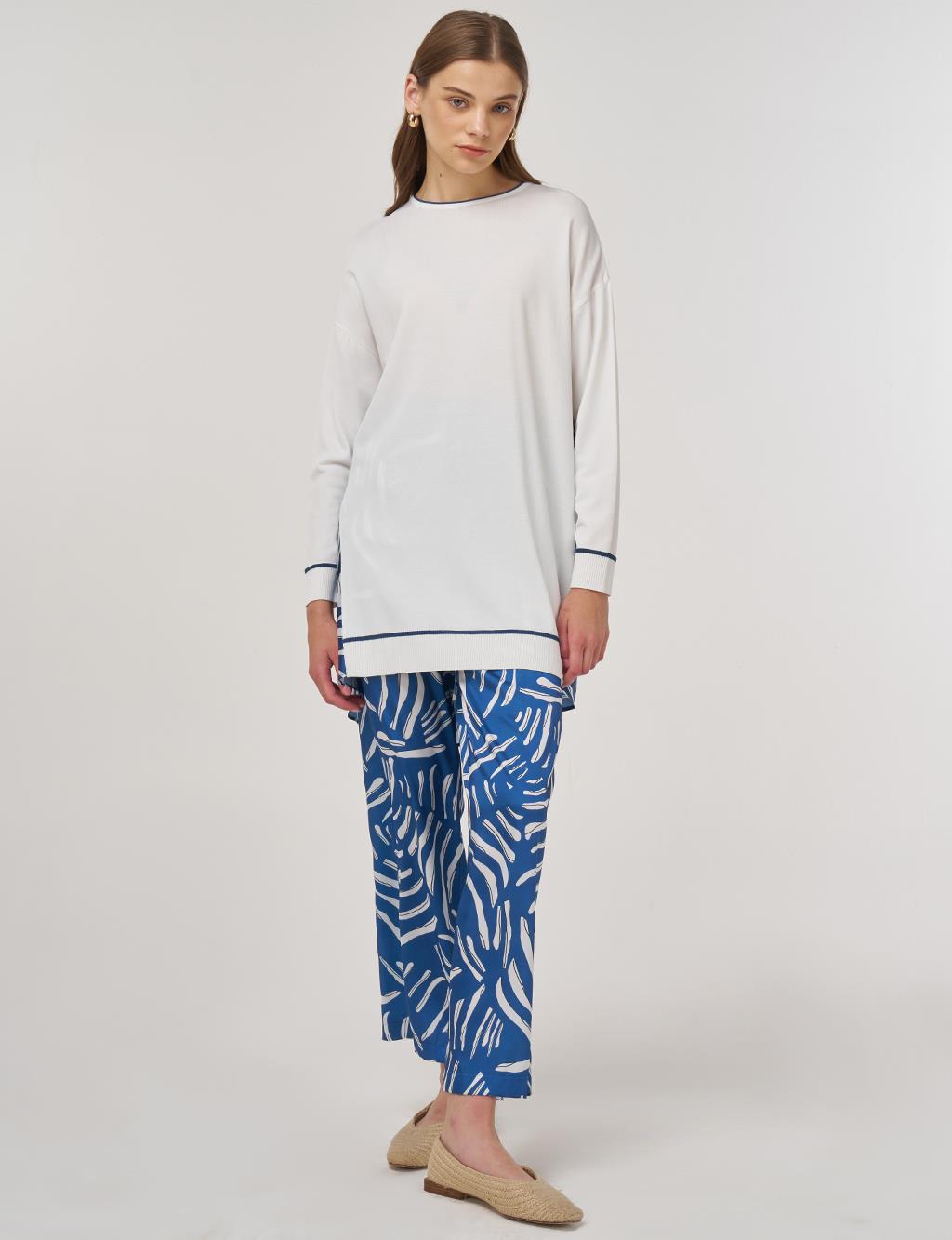 Abstract Pattern Knit Set Navy Blue