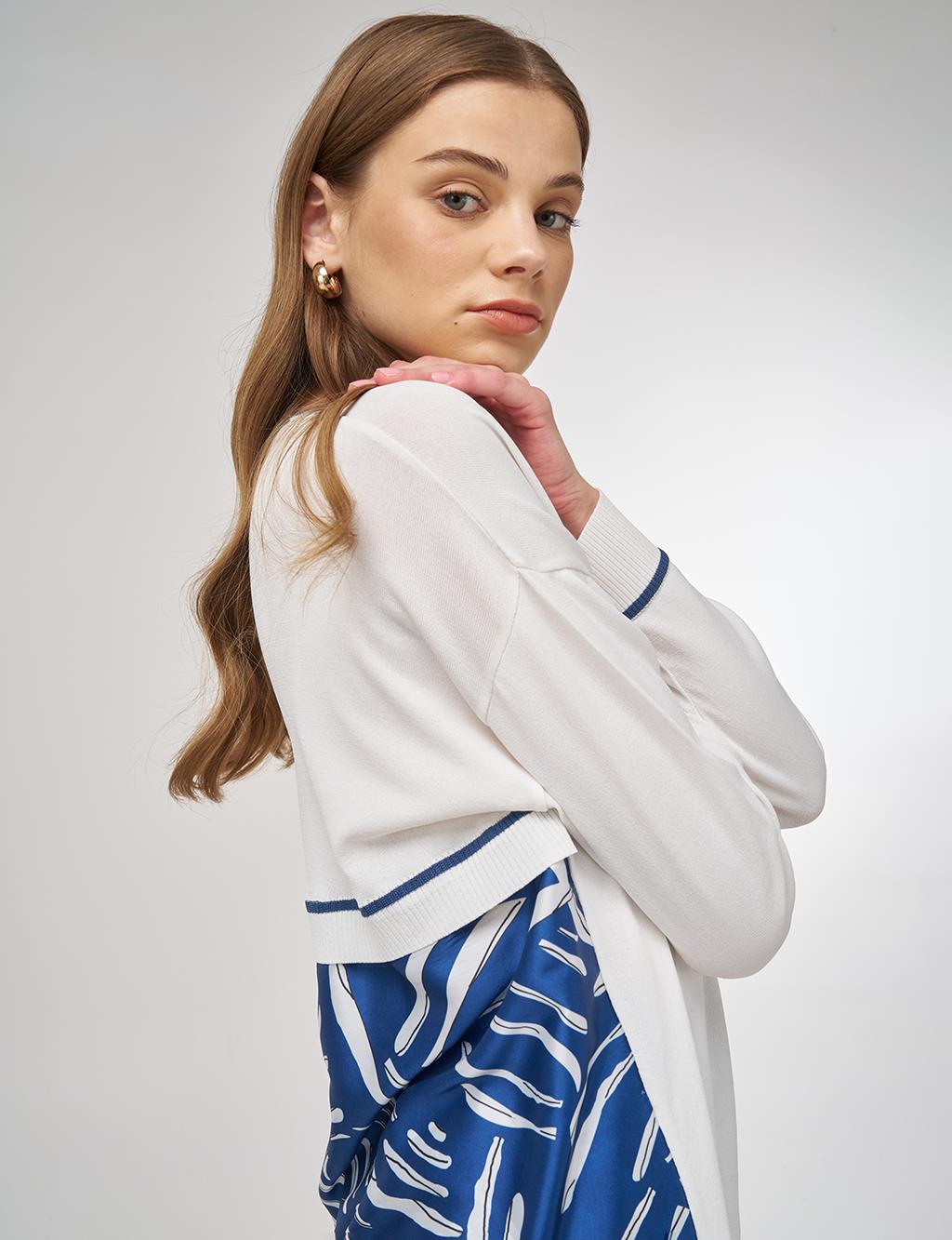 Abstract Pattern Knit Set Navy Blue