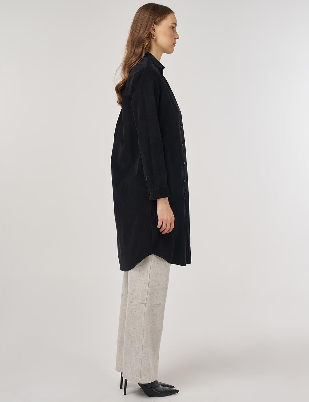 Relaxed-Fit Velvet Tunic Black