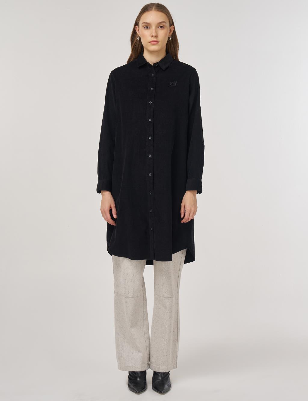 Relaxed-Fit Velvet Tunic Black
