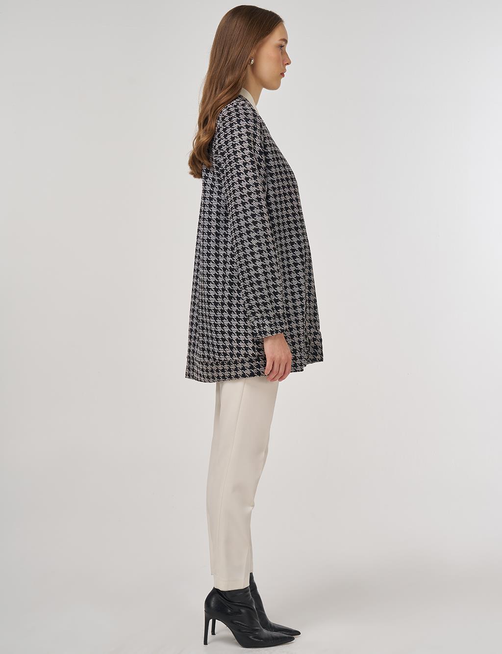 Houndstooth Pattern Jacket Ecru