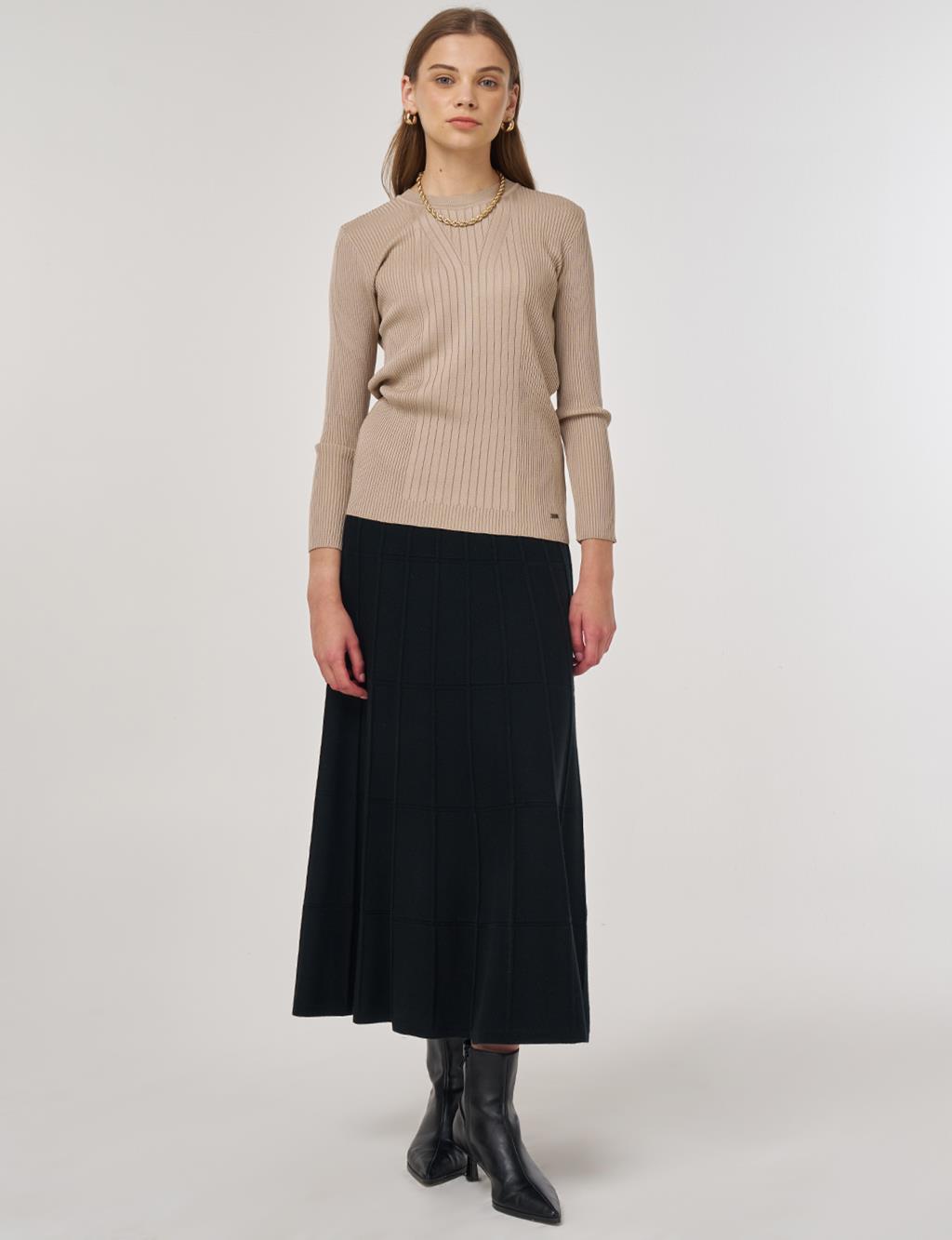 Crew Neck Knit Sweater Dark Stone 