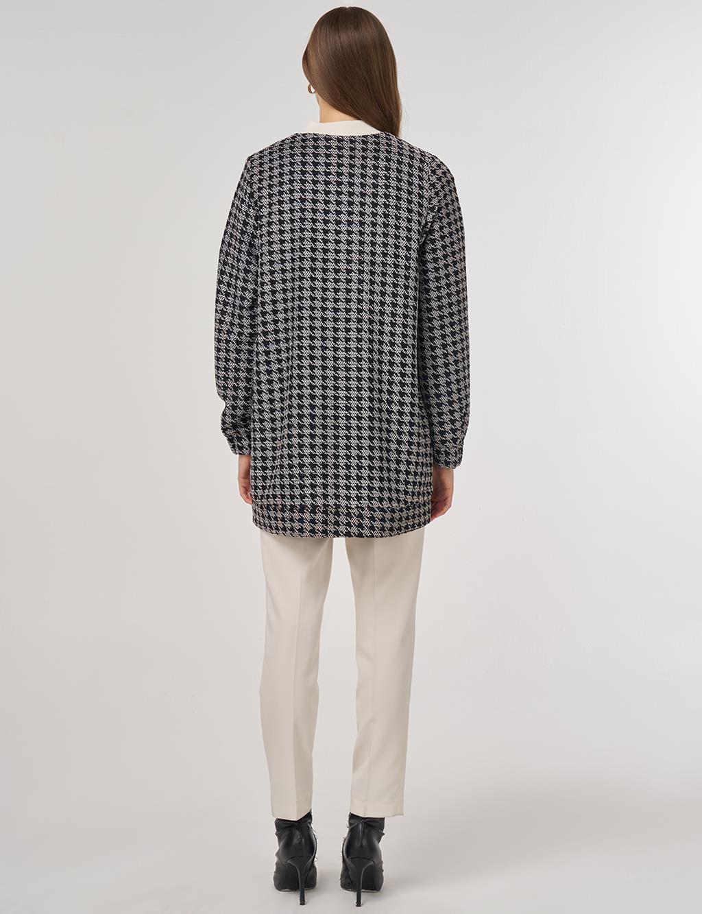 Houndstooth Pattern Jacket Ecru