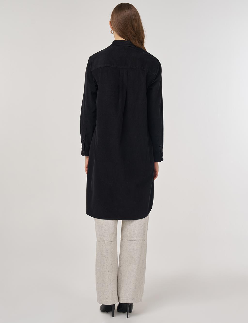 Relaxed-Fit Velvet Tunic Black