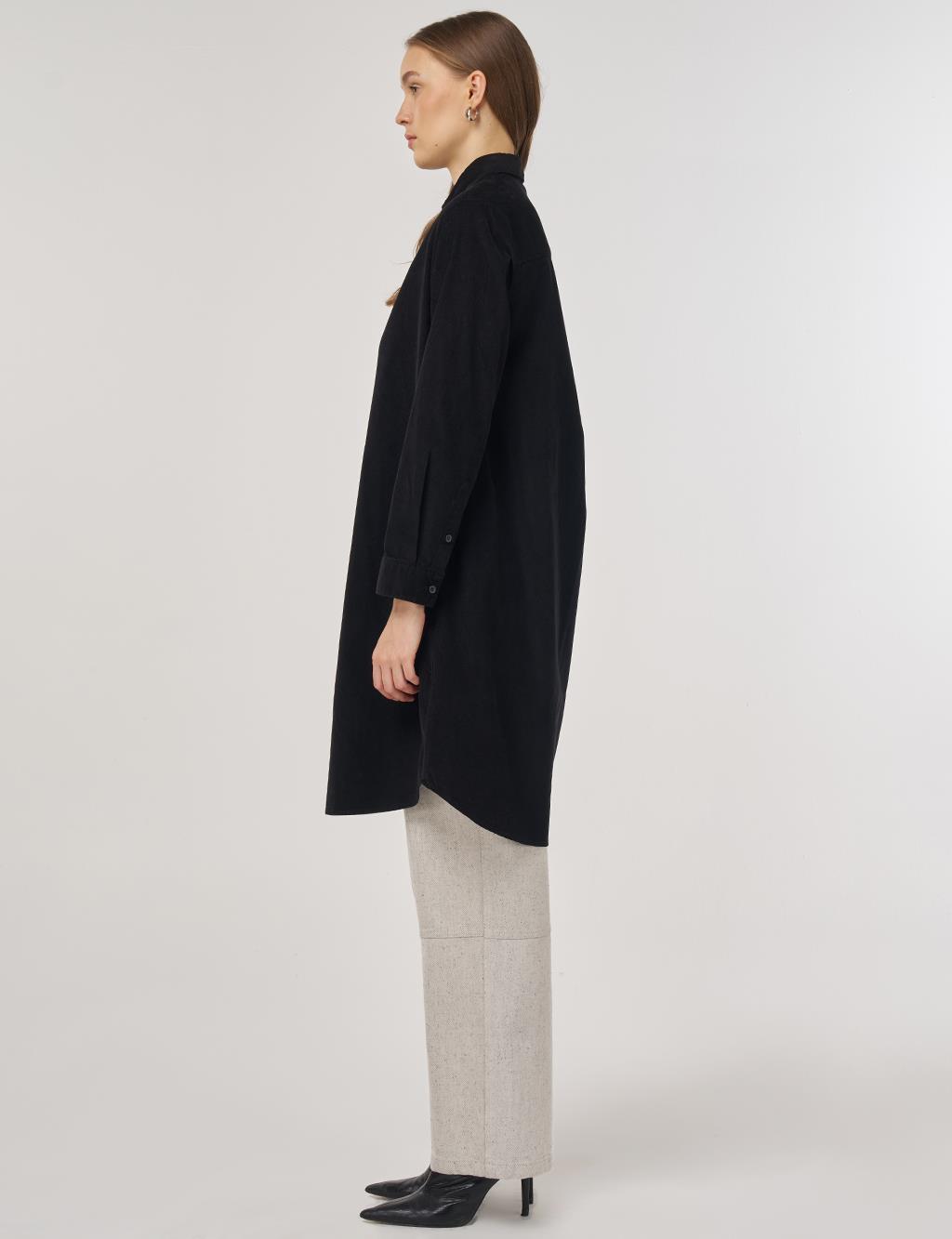 Relaxed-Fit Velvet Tunic Black