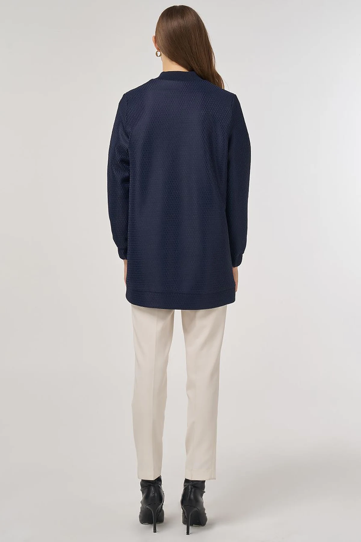 Mesh-Layered Bomber Jacket Navy 