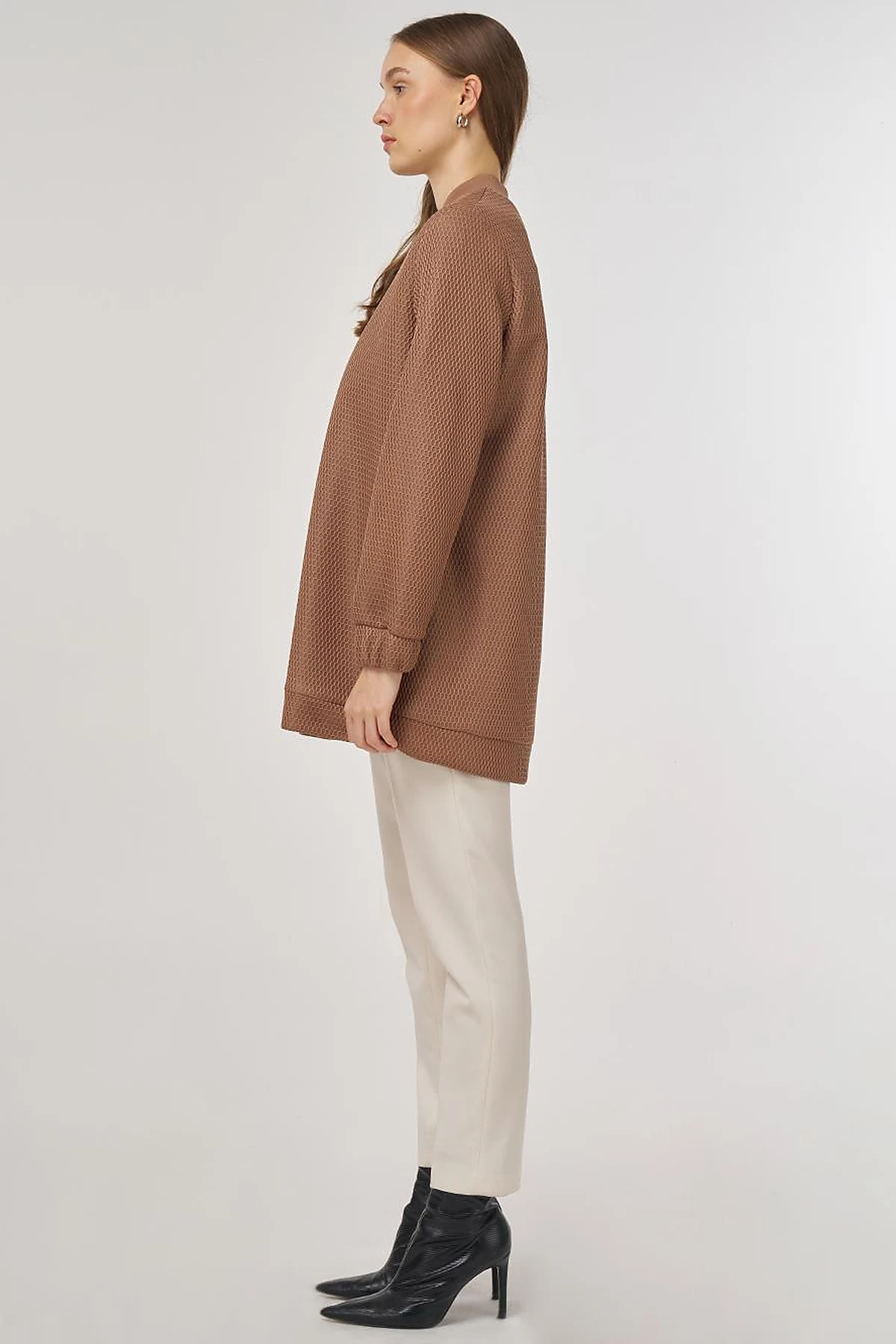 Mesh-Layered Bomber Jacket Mink 