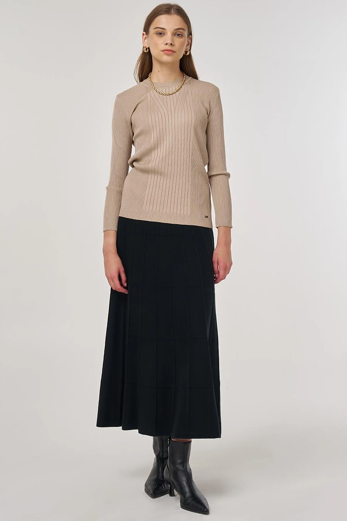 Crew Neck Knit Sweater Dark Stone 