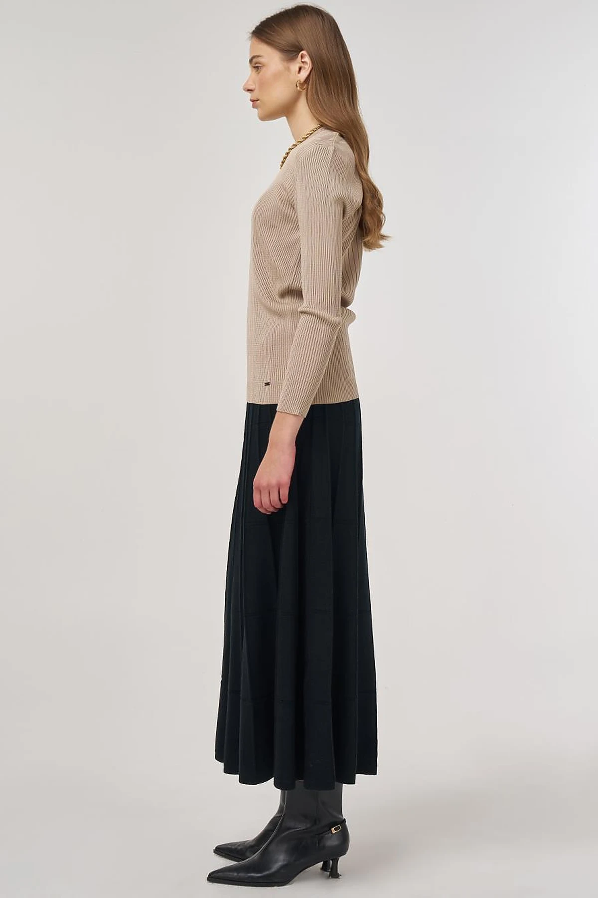 Crew Neck Knit Sweater Dark Stone 