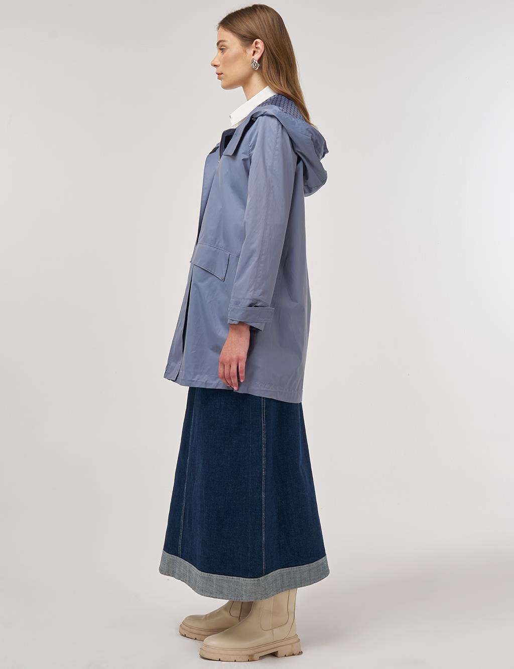 Hooded Short Trench Coat Anthracite