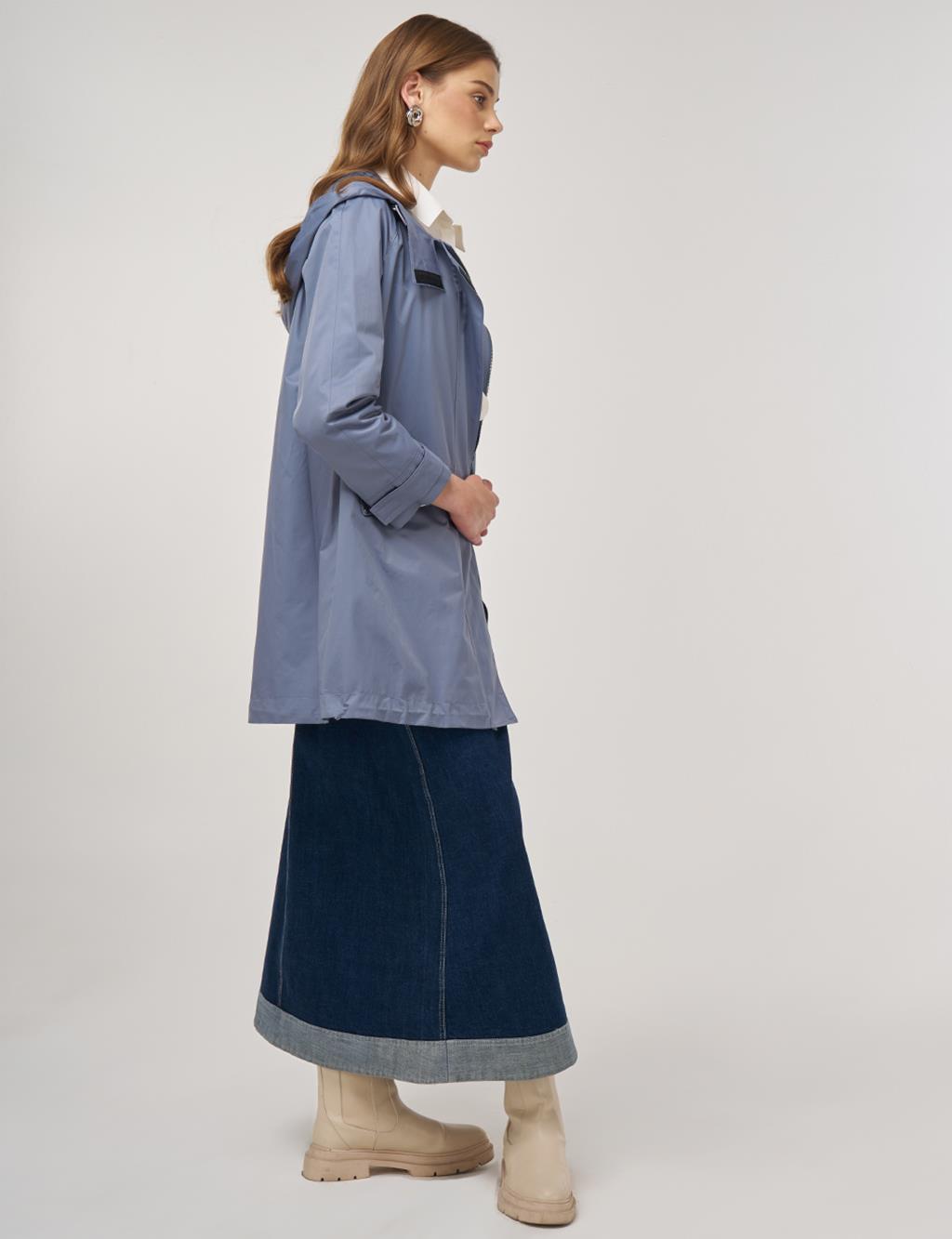 Hooded Short Trench Coat Anthracite
