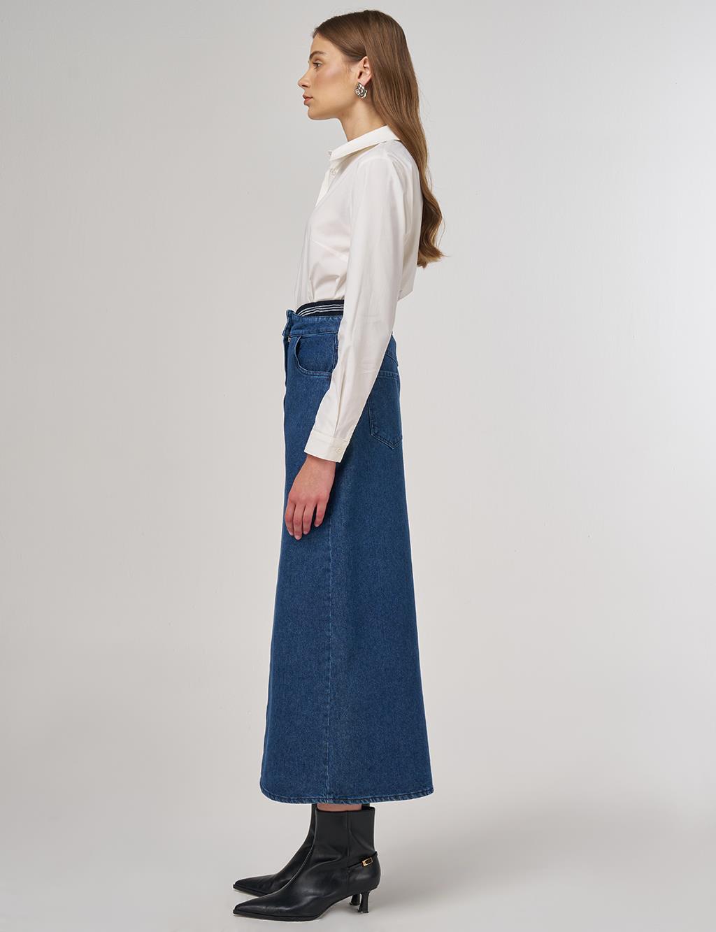 Waistband Denim Skirt Indigo