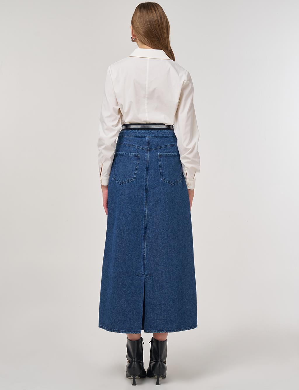 Waistband Denim Skirt Indigo