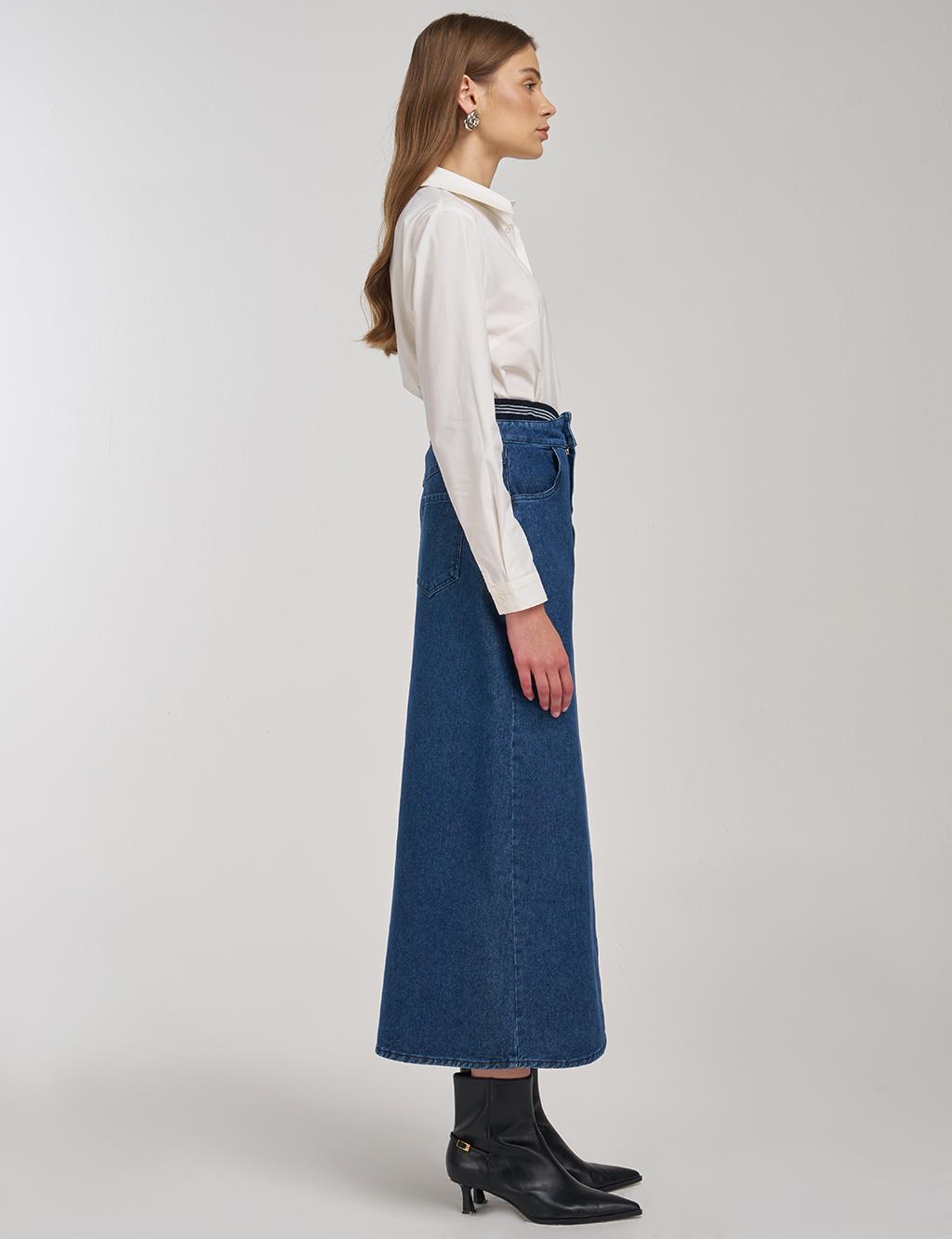 Waistband Denim Skirt Indigo