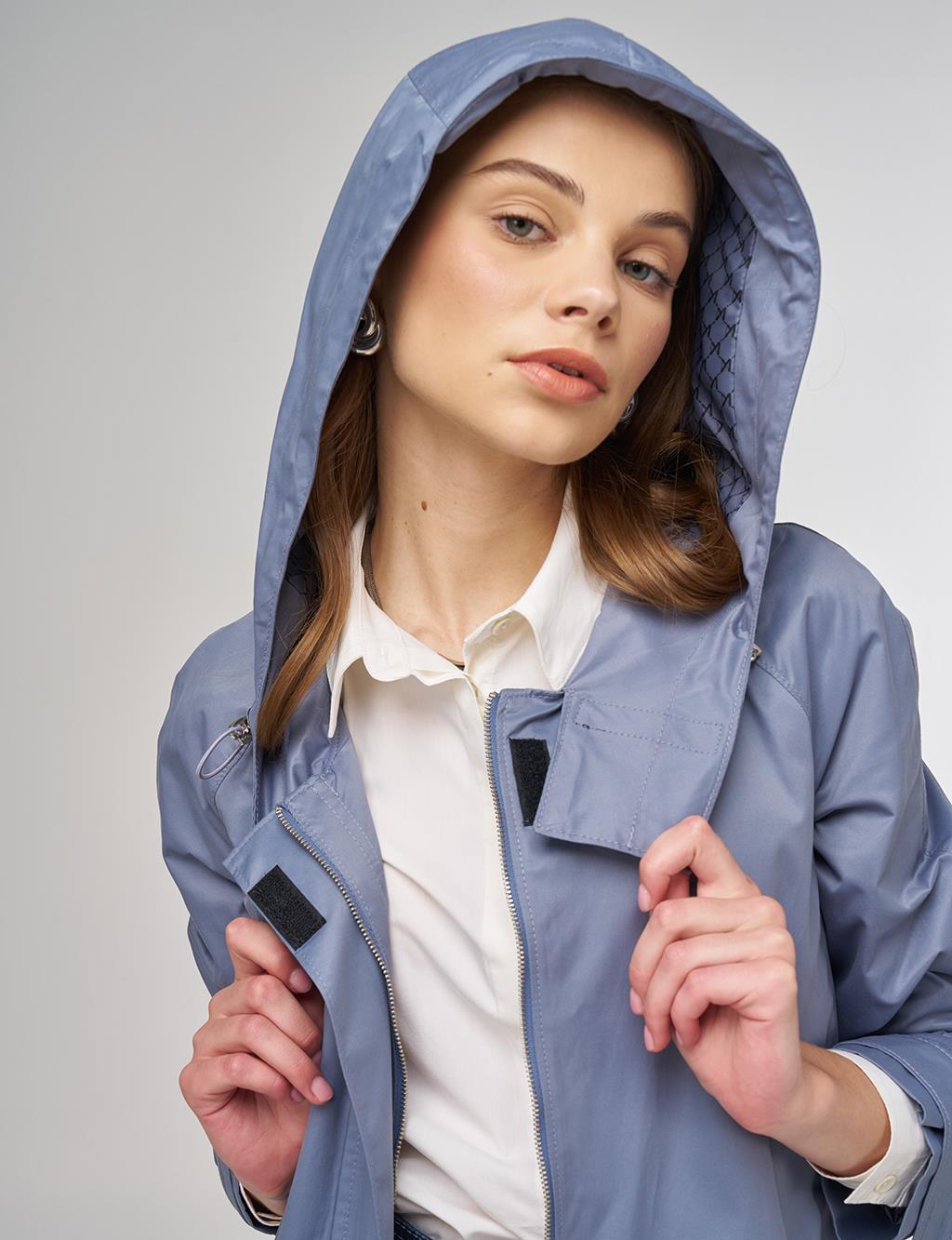 Hooded Short Trench Coat Anthracite