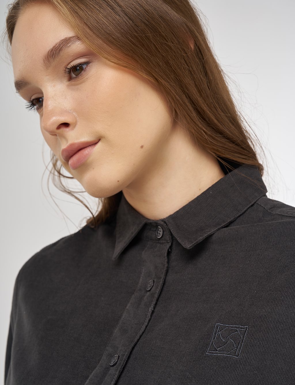 Relaxed-Fit Velvet Tunic Anthracite