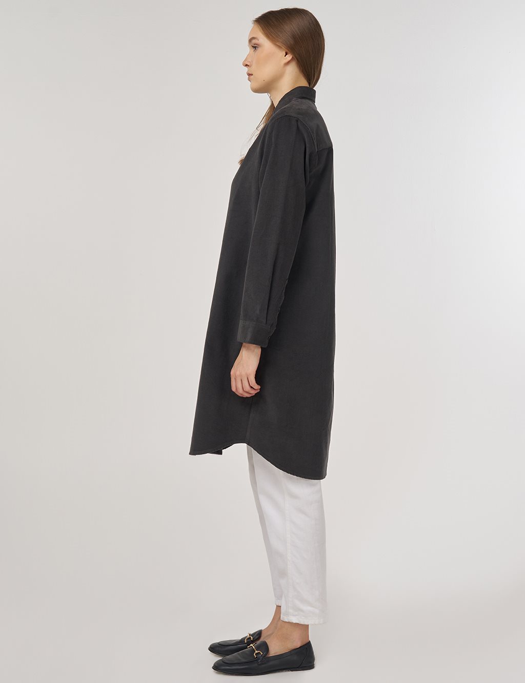 Relaxed-Fit Velvet Tunic Anthracite