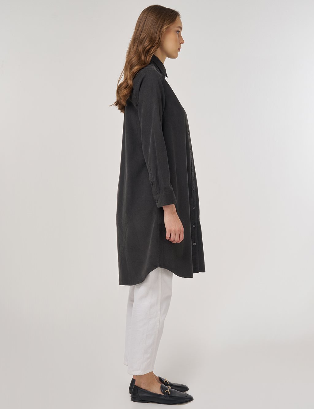 Relaxed-Fit Velvet Tunic Anthracite