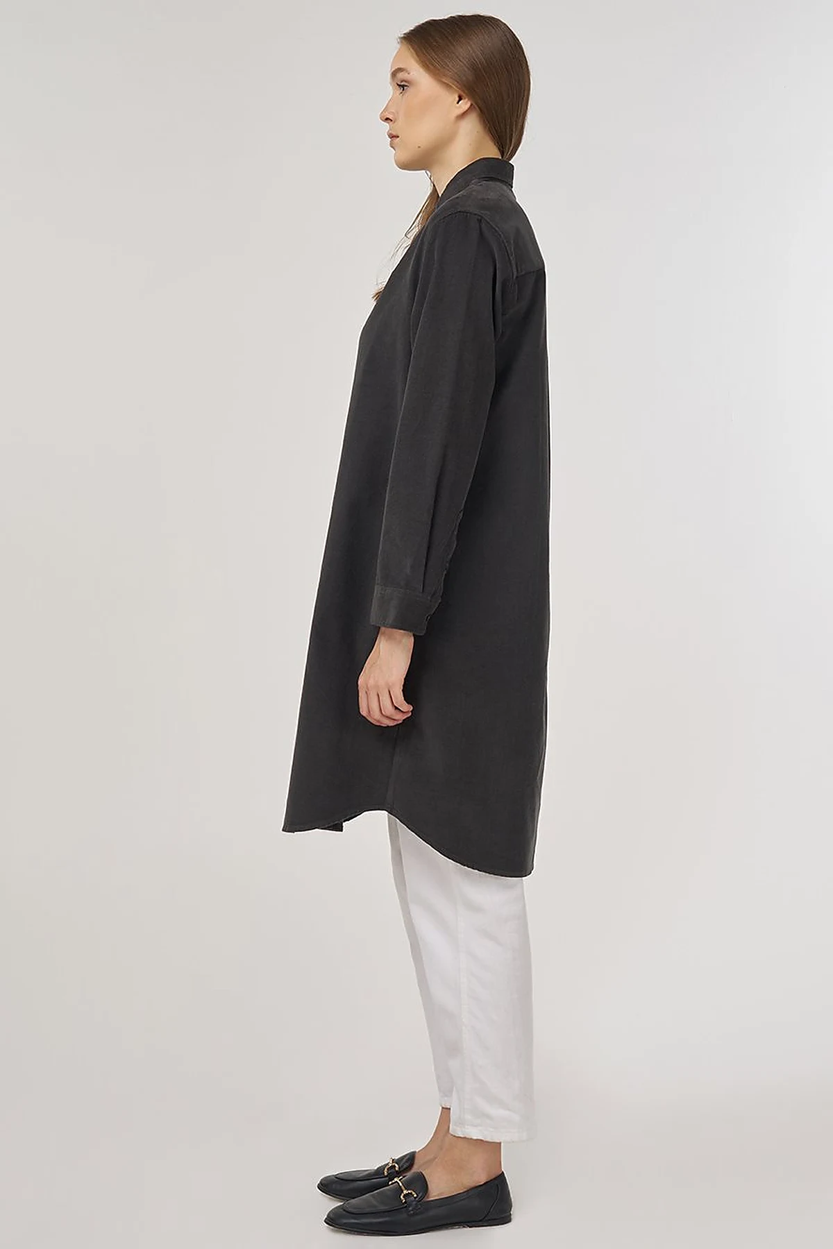 Relaxed-Fit Velvet Tunic Anthracite