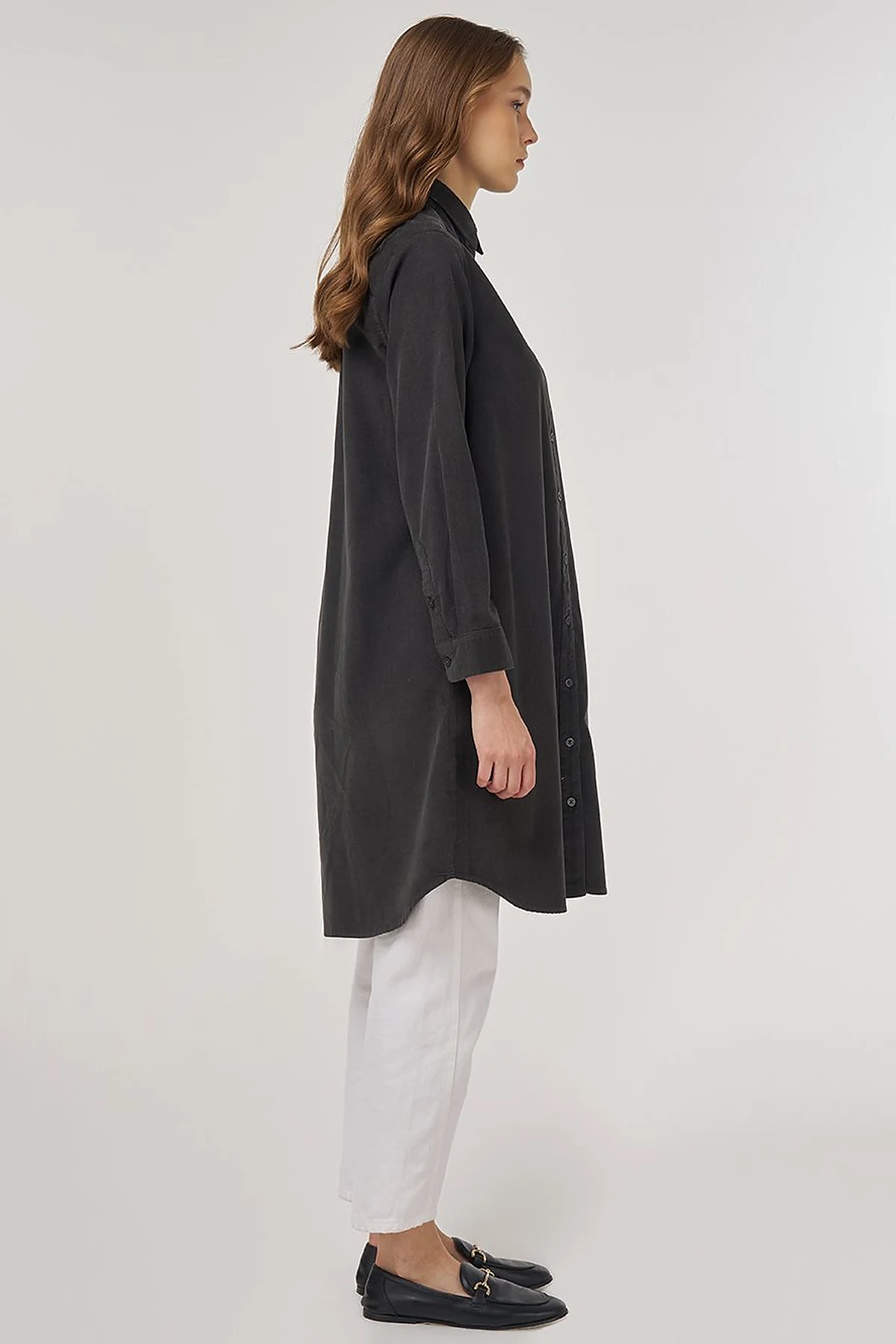 Relaxed-Fit Velvet Tunic Anthracite
