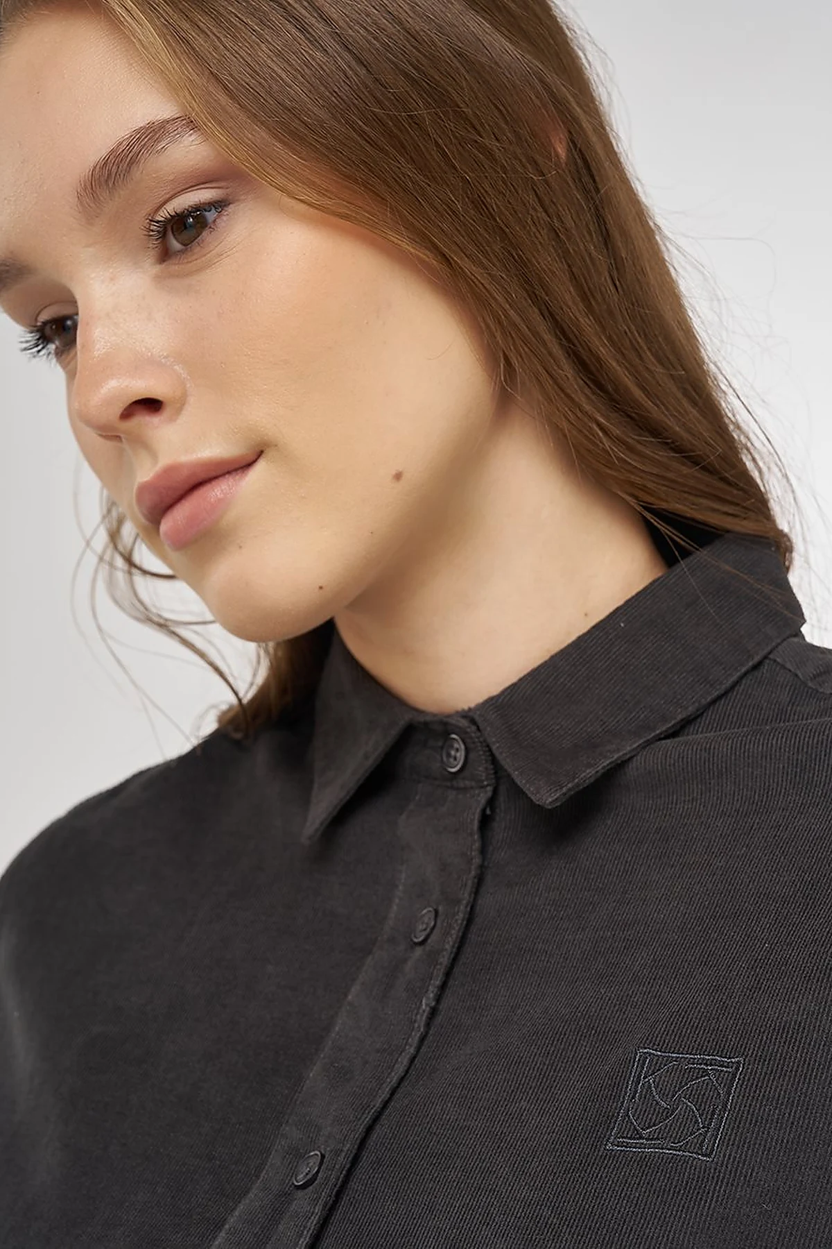 Relaxed-Fit Velvet Tunic Anthracite