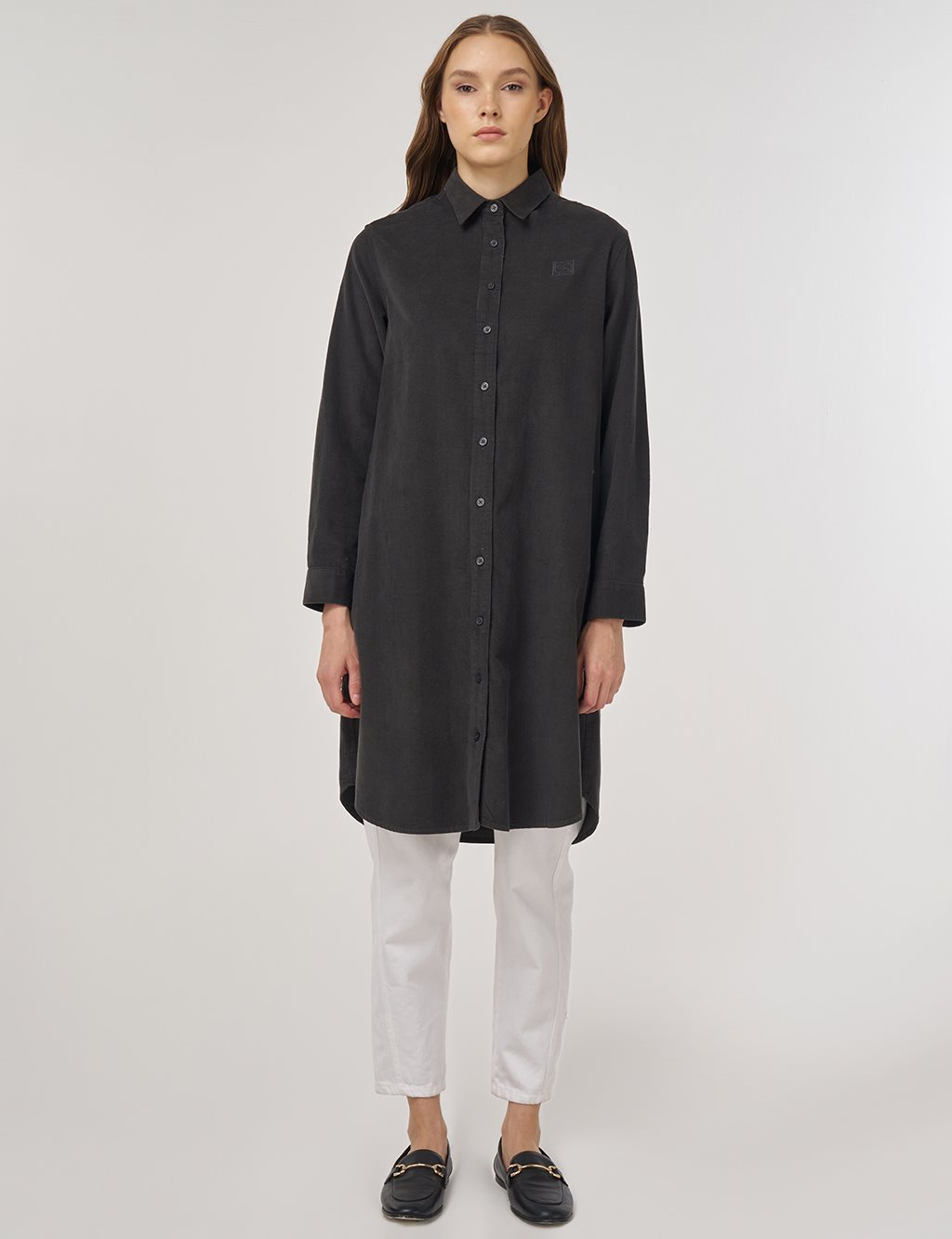 Relaxed-Fit Velvet Tunic Anthracite