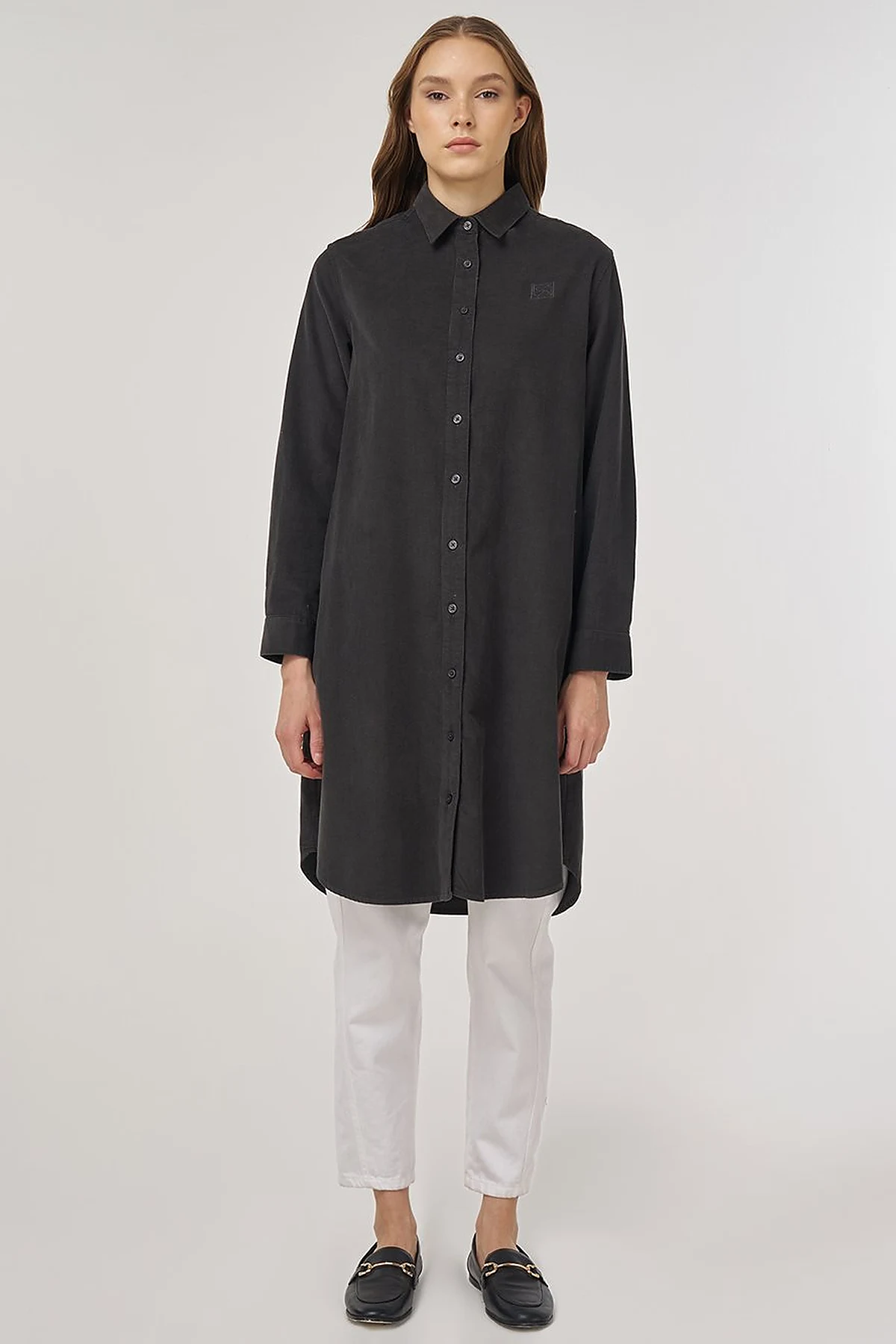 Relaxed-Fit Velvet Tunic Anthracite