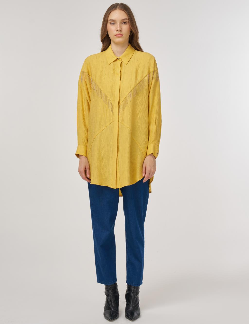 Stitch-Detail Lyocell Tunic Mustard