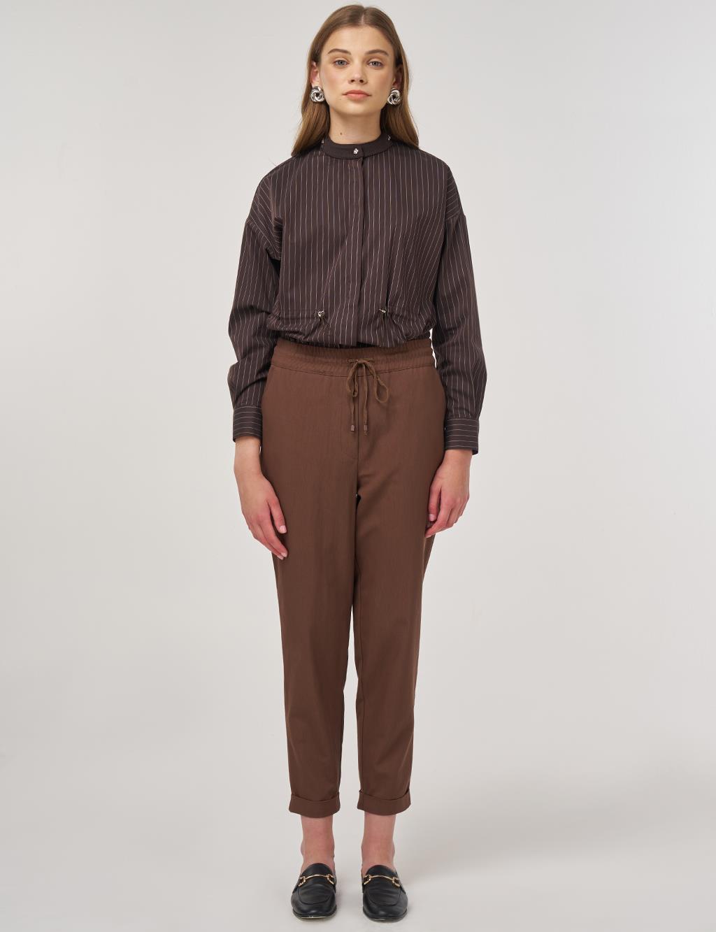 Double Cuff Carrot Cut Pants Cocoa 