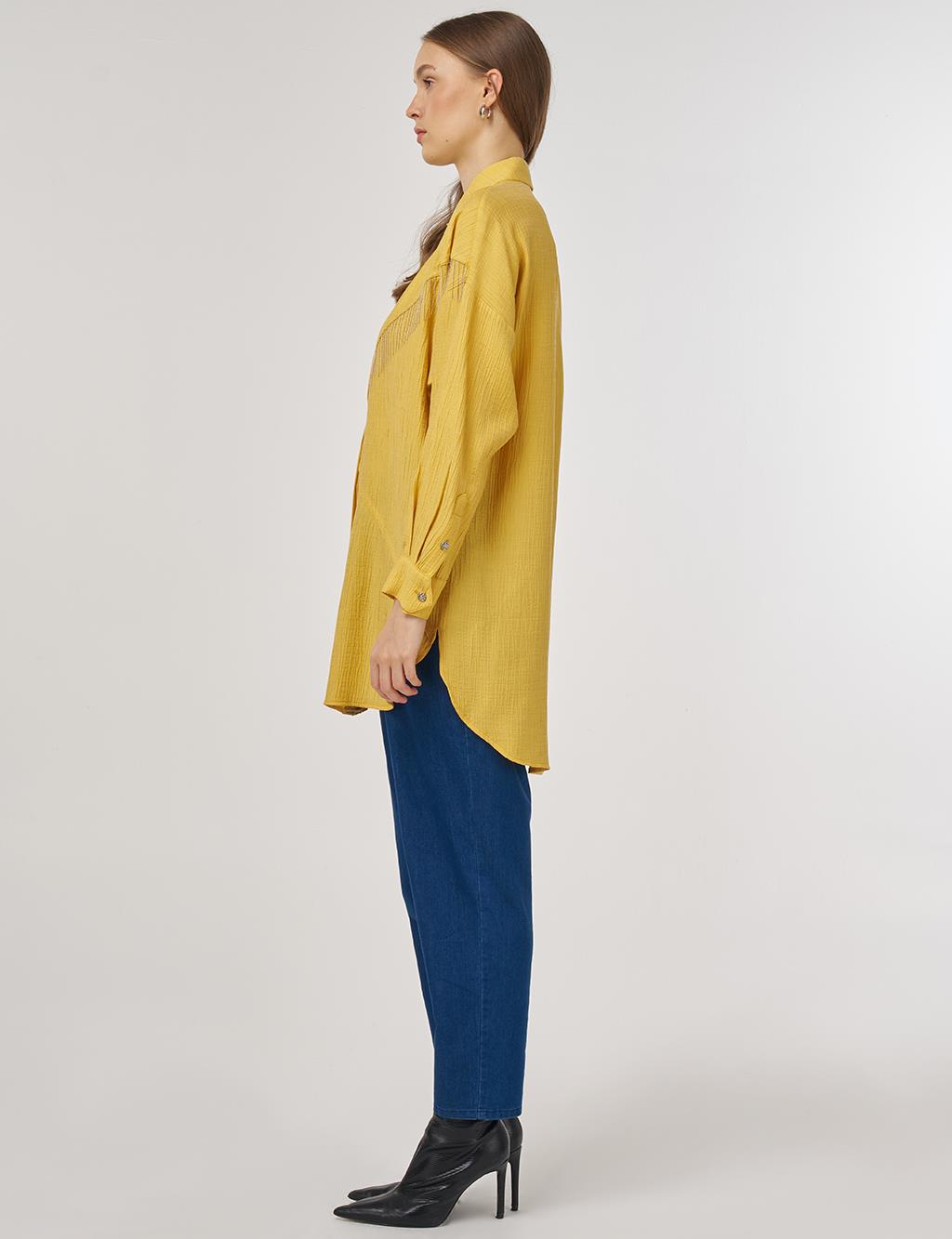 Stitch-Detail Lyocell Tunic Mustard