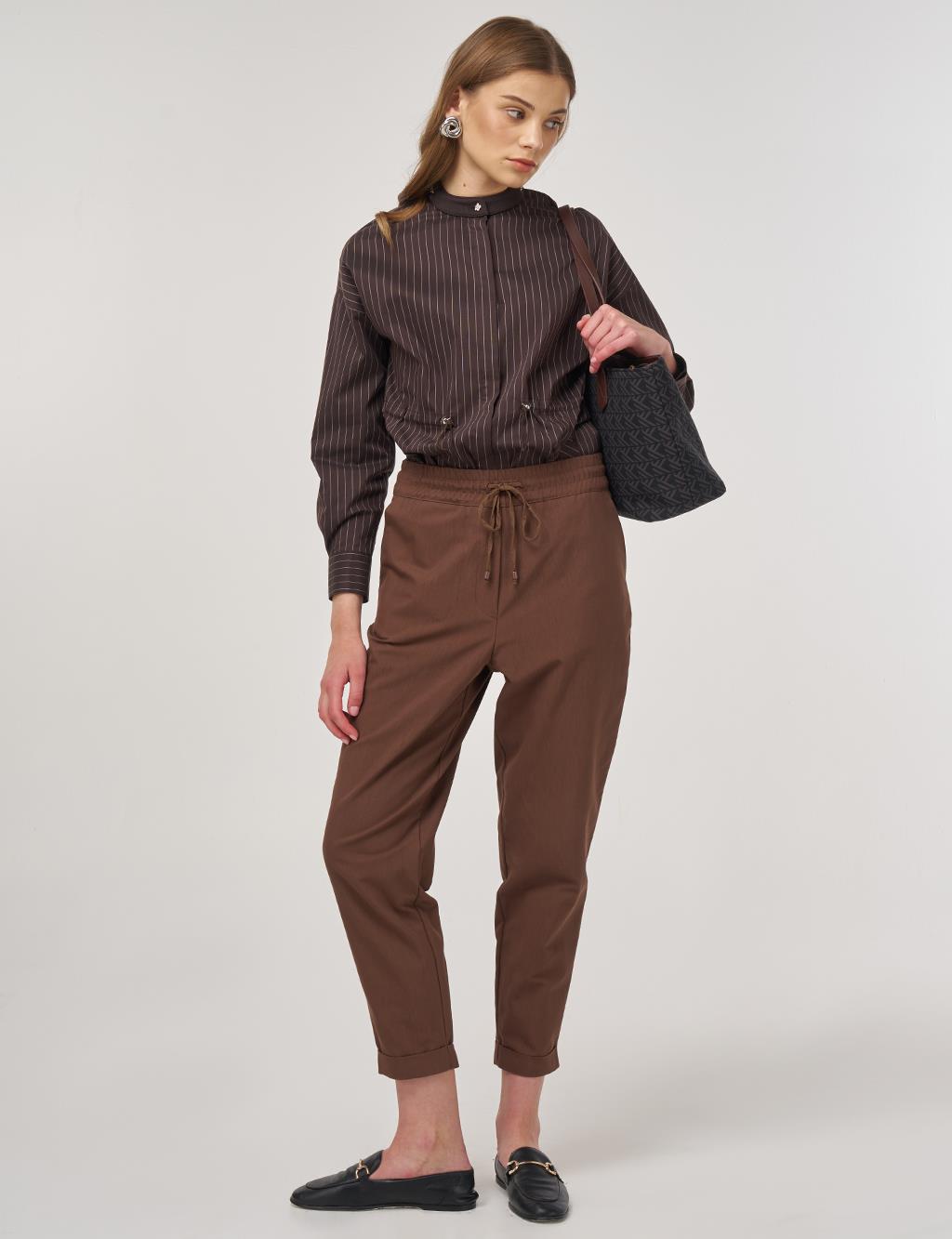 Double Cuff Carrot Cut Pants Cocoa 
