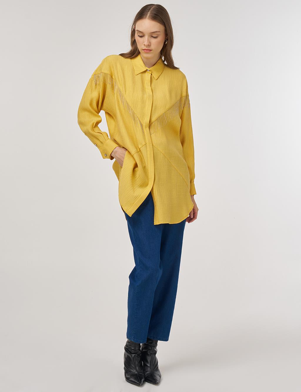 Stitch-Detail Lyocell Tunic Mustard