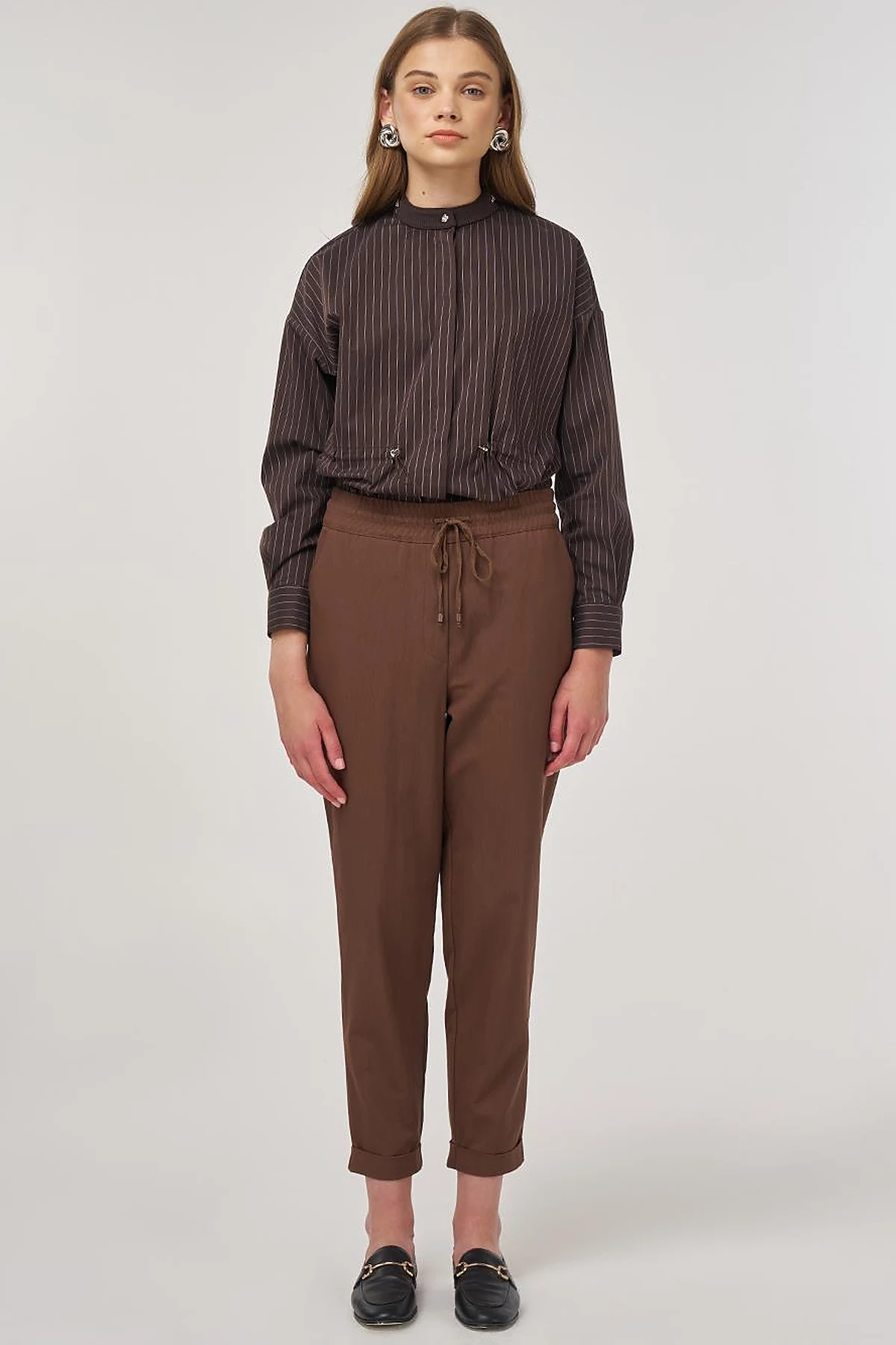 Double Cuff Carrot Cut Pants Cocoa 