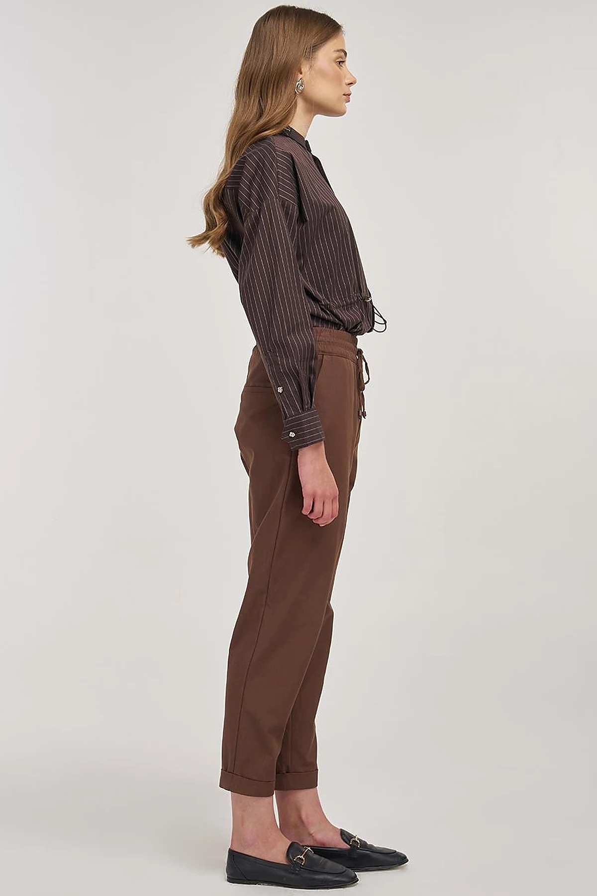 Double Cuff Carrot Cut Pants Cocoa 