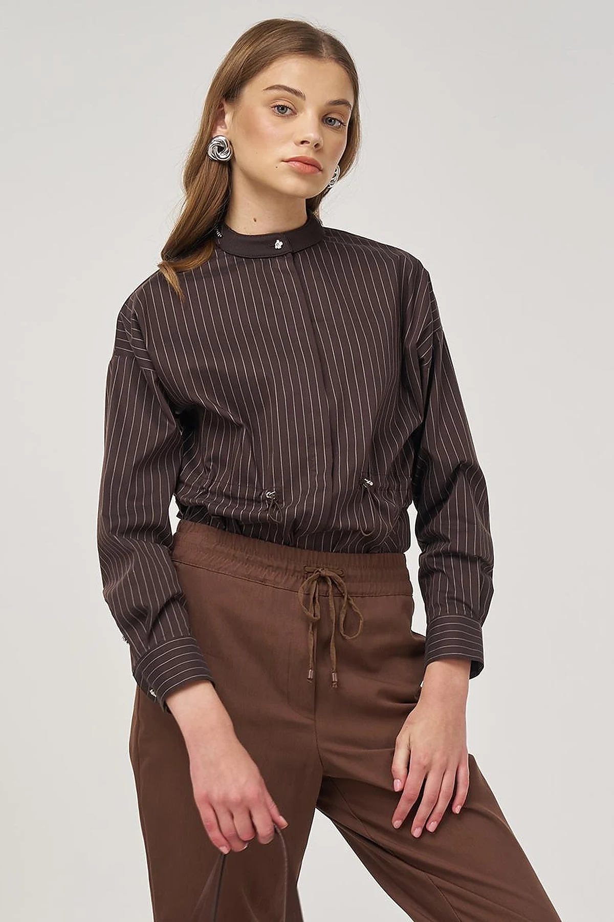 Double Cuff Carrot Cut Pants Cocoa 