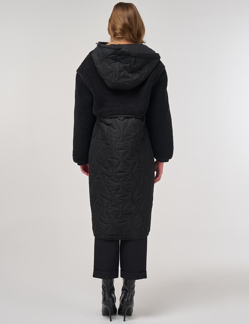 Faux Fur-Detail Anorak Jacket Black