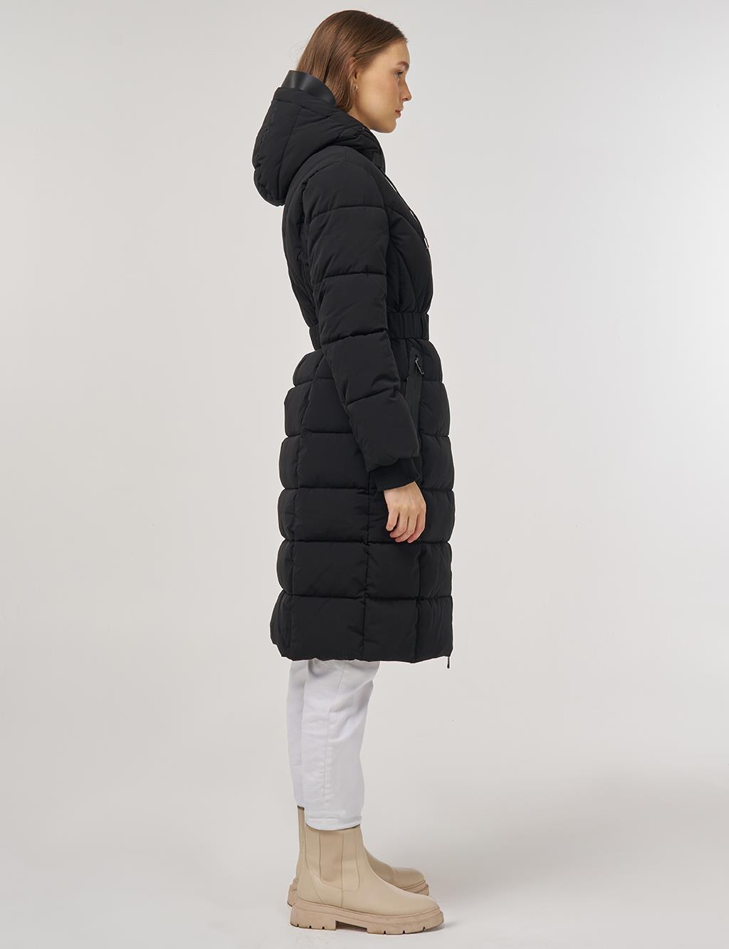 Kapüşon Detaylı Anorak Mont Siyah 