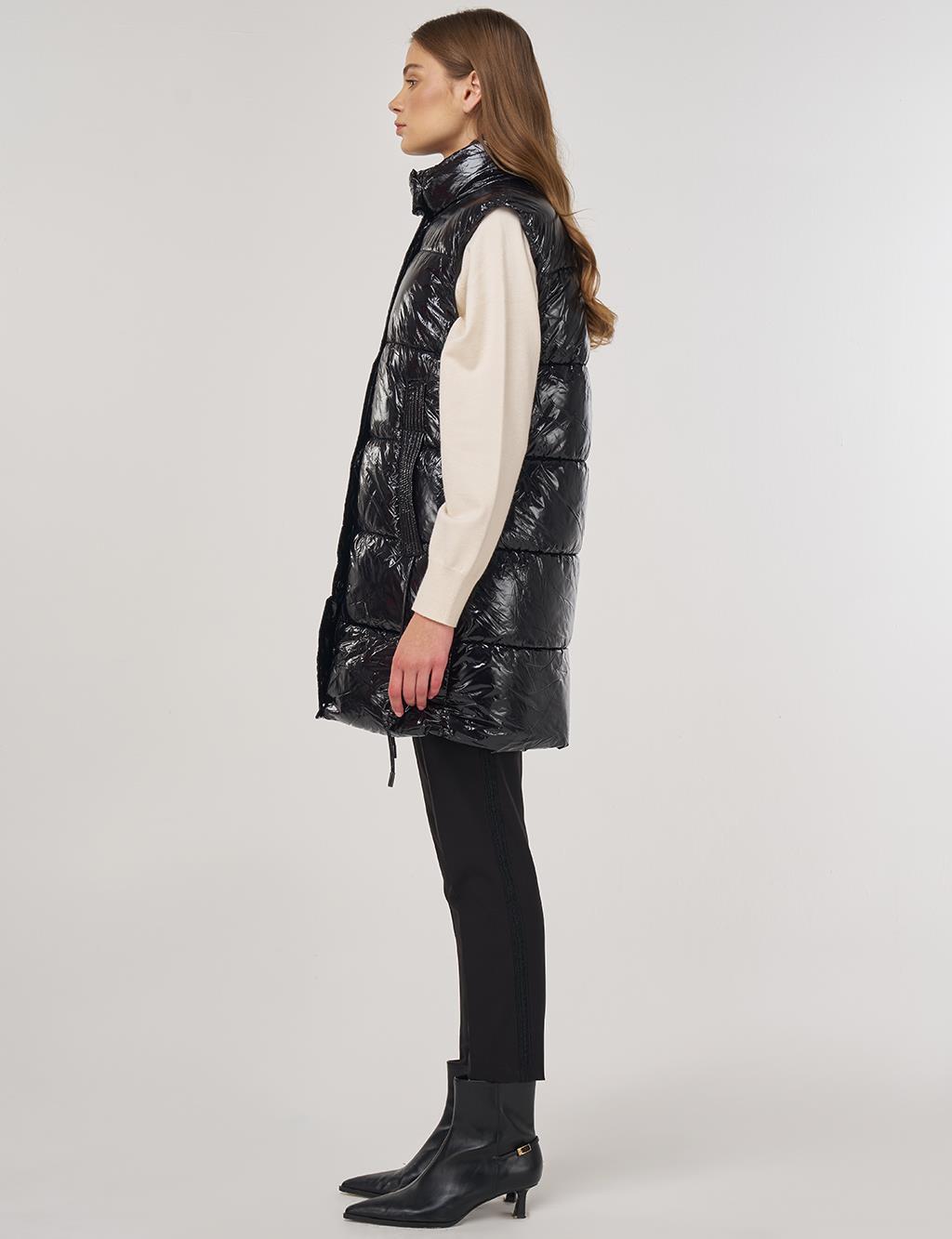 Shiny Puffer Vest Black 
