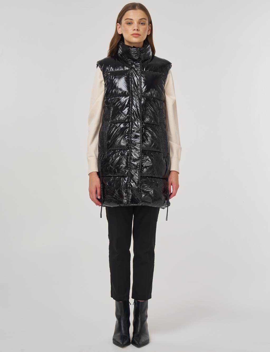 Shiny Puffer Vest Black 