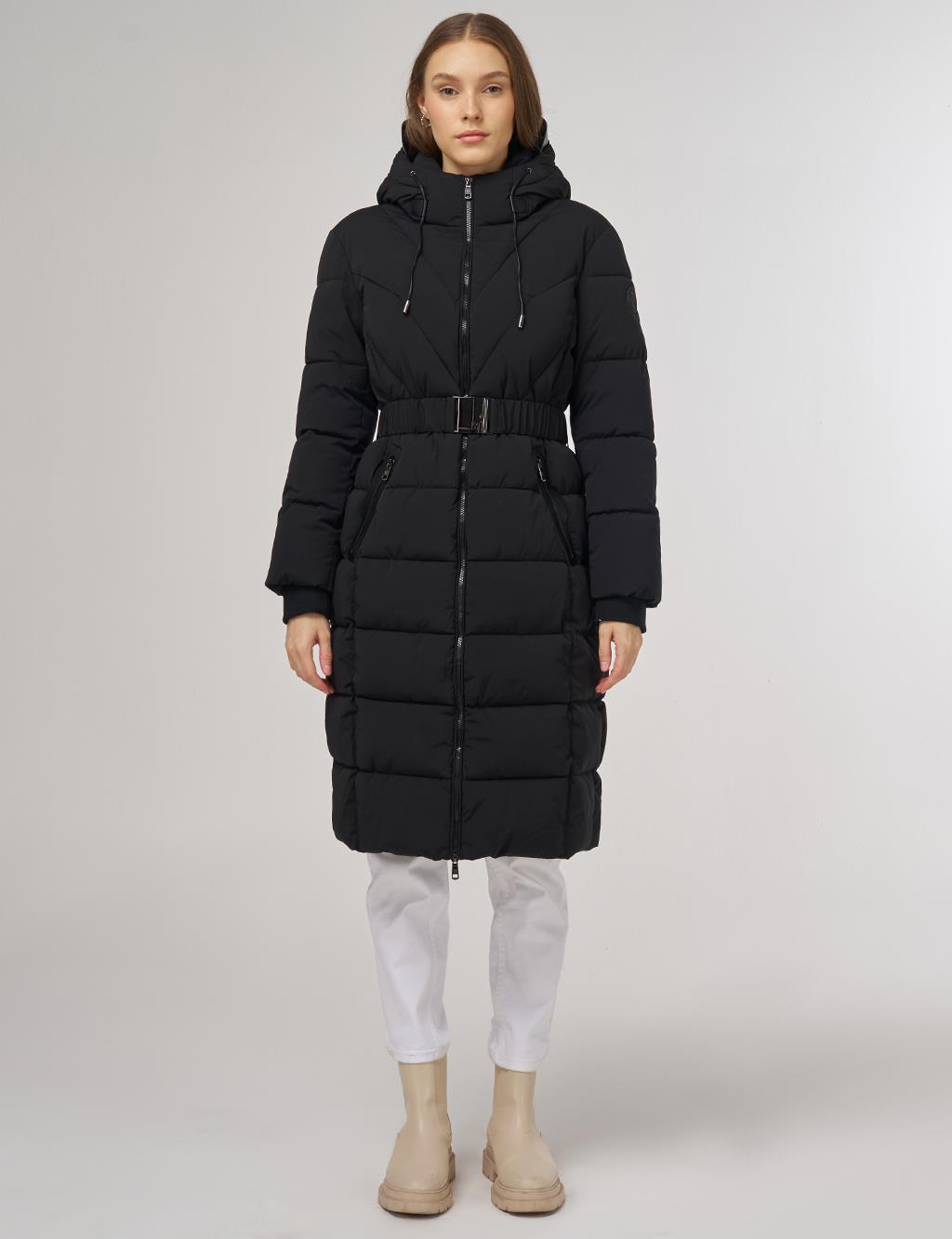 Kapüşon Detaylı Anorak Mont Siyah 