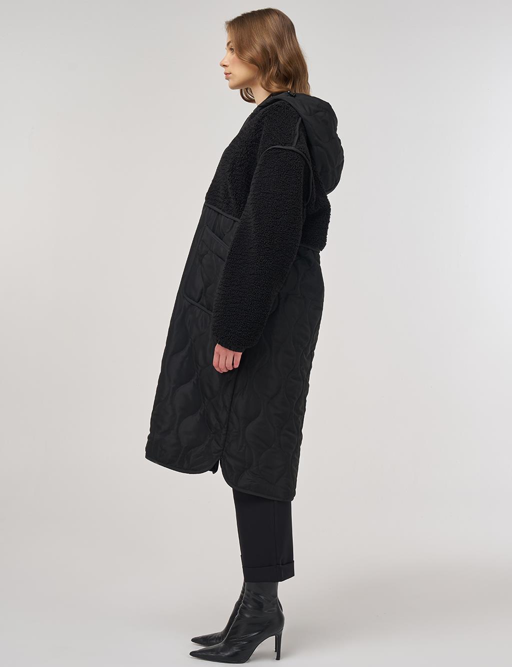 Faux Fur-Detail Anorak Jacket Black