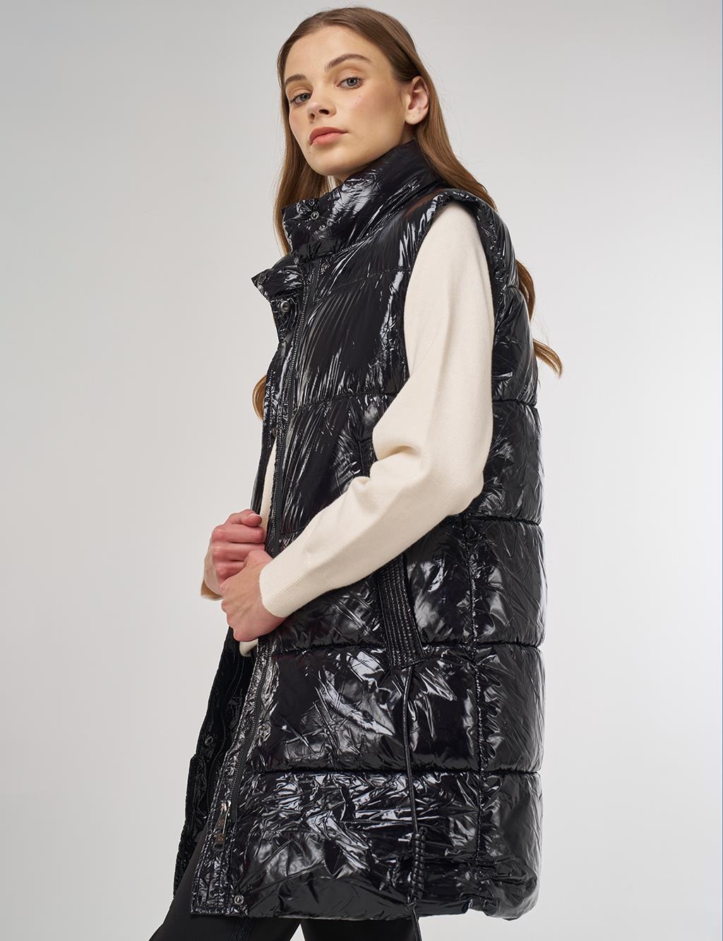 Shiny Puffer Vest Black 