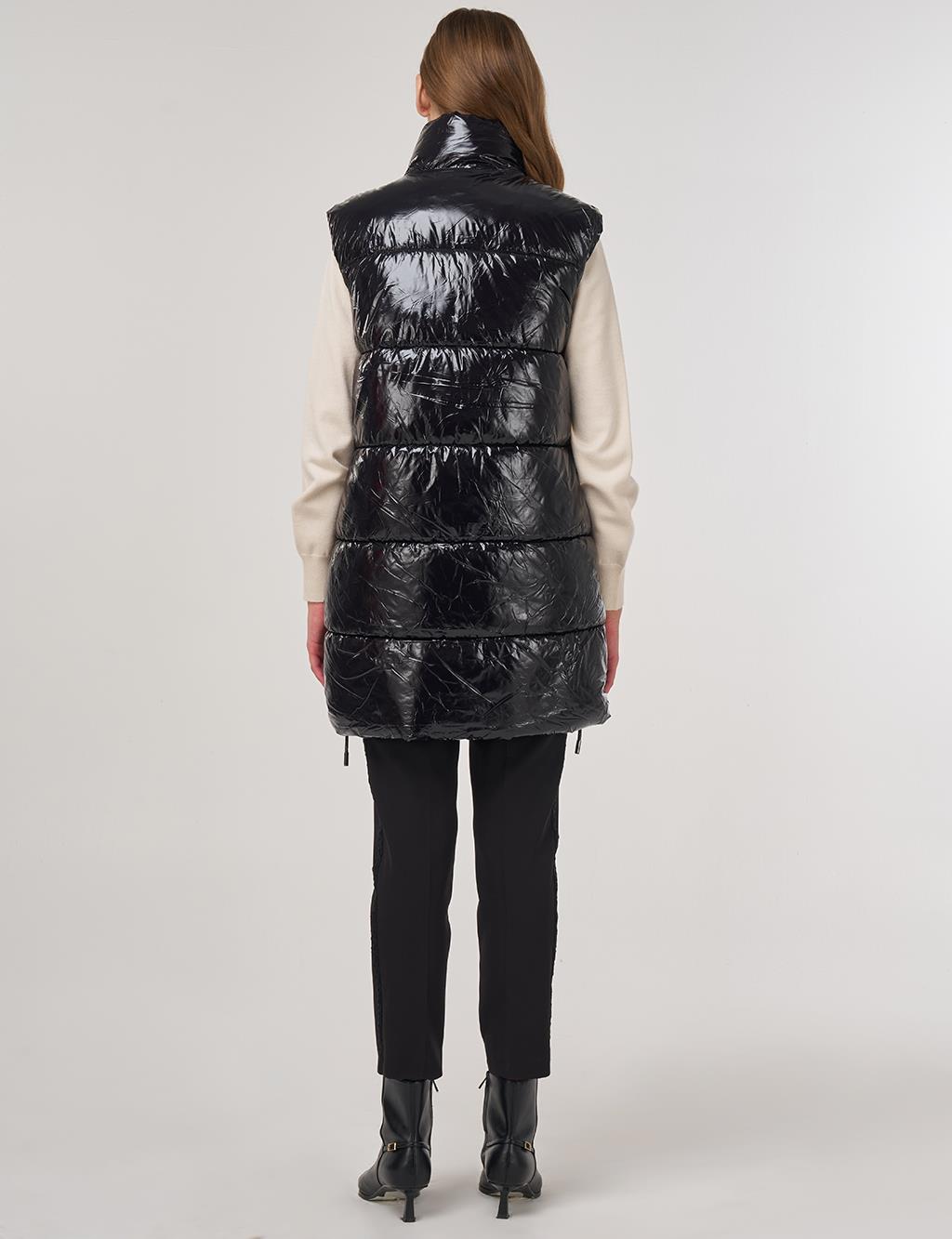 Shiny Puffer Vest Black 
