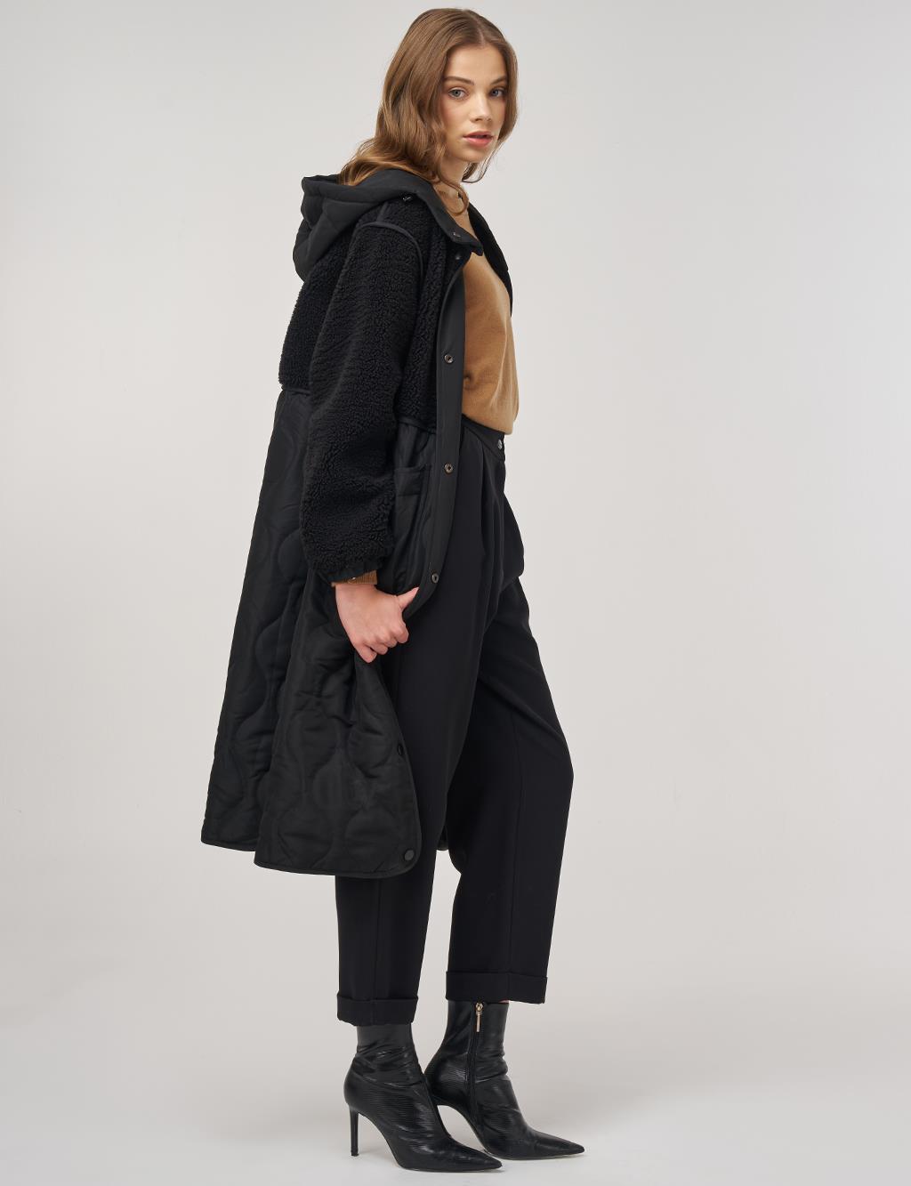 Faux Fur-Detail Anorak Jacket Black