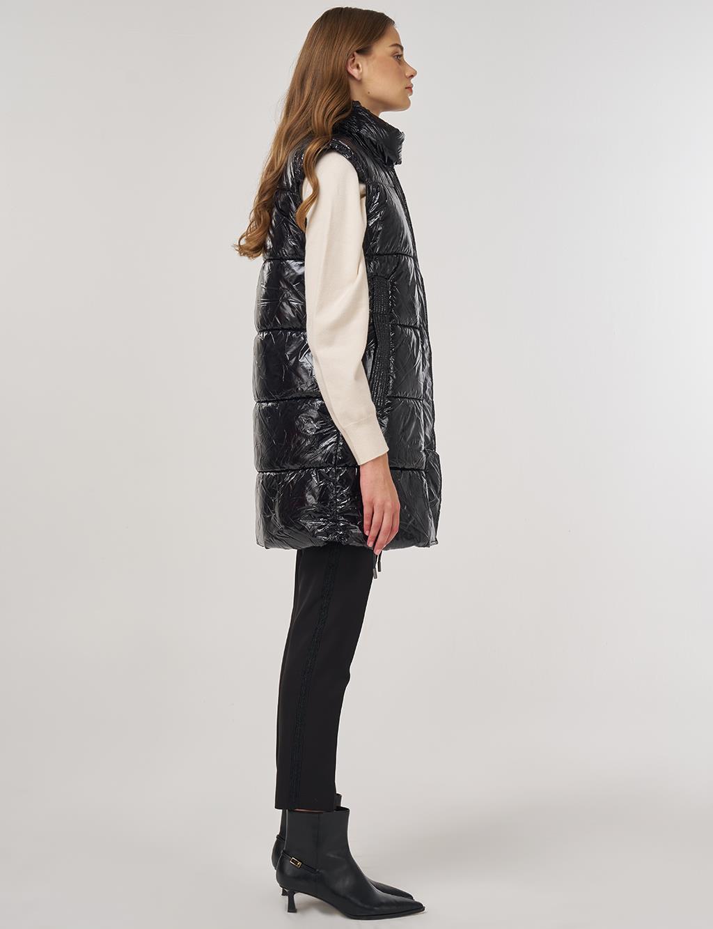 Shiny Puffer Vest Black 