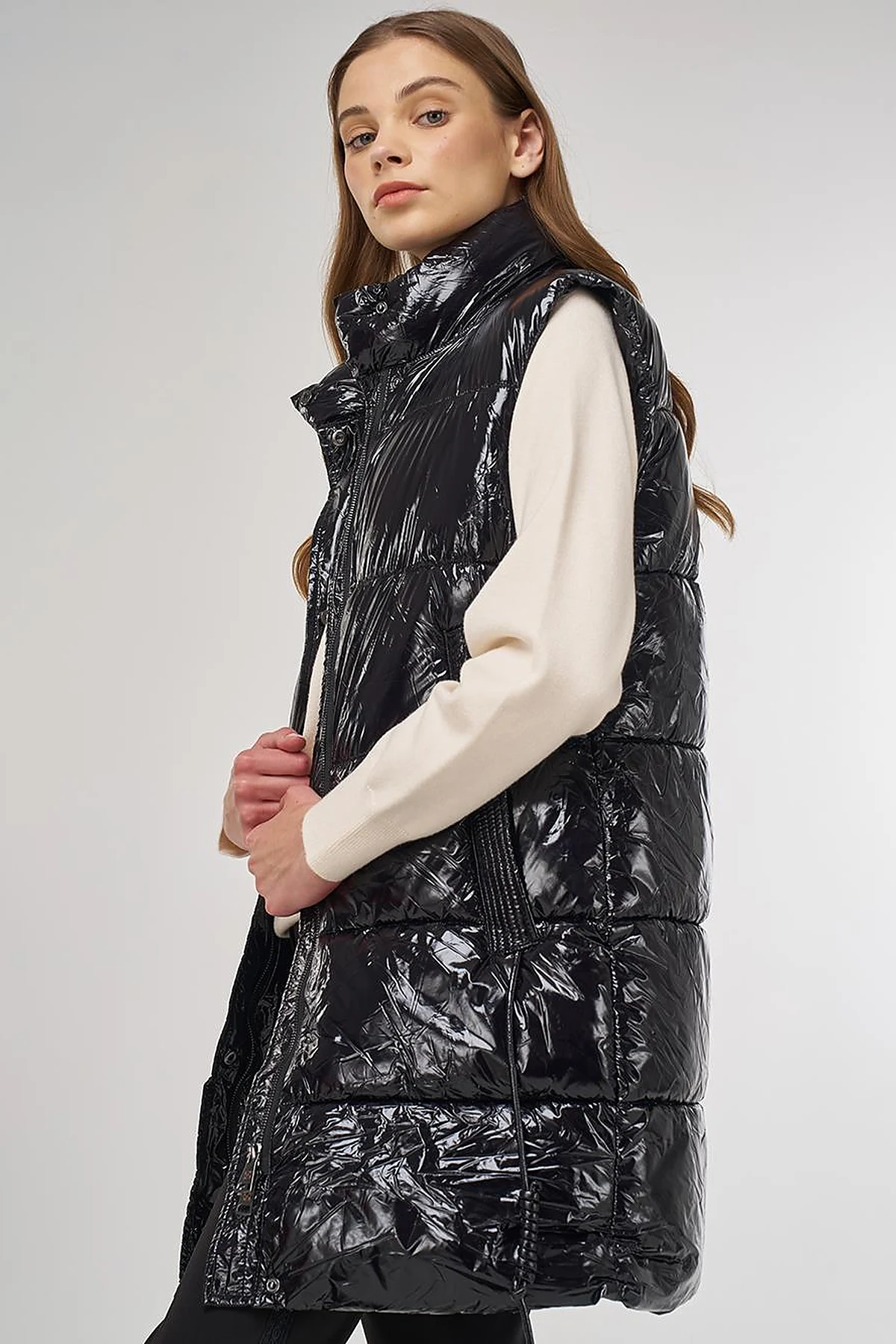Shiny Puffer Vest Black 
