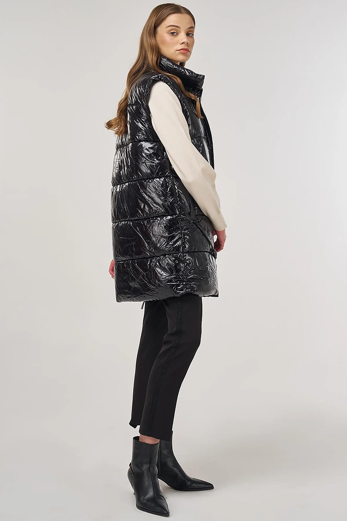 Shiny Puffer Vest Black 